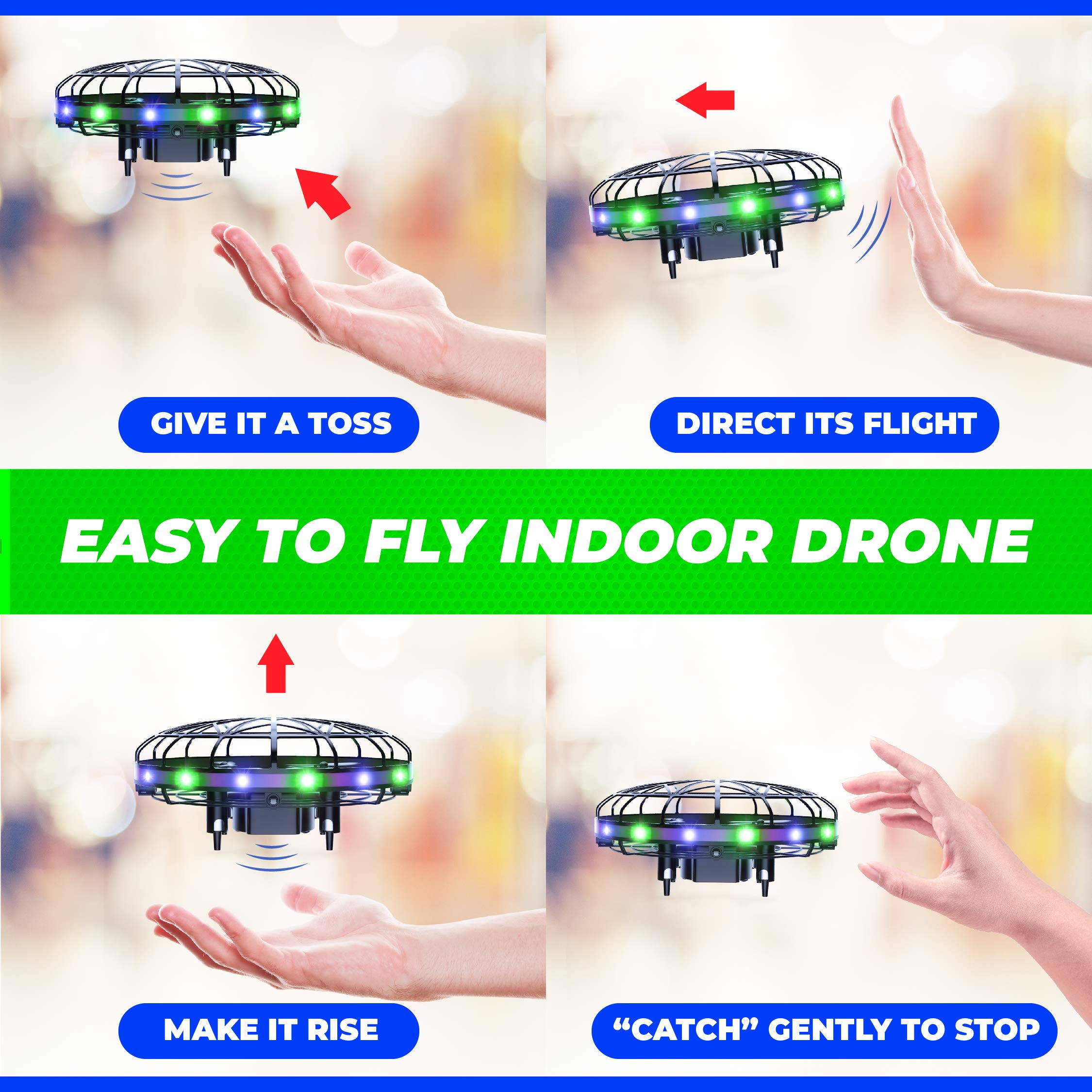 Force1 Scoot LED drone with durable webbed shell protects hands
