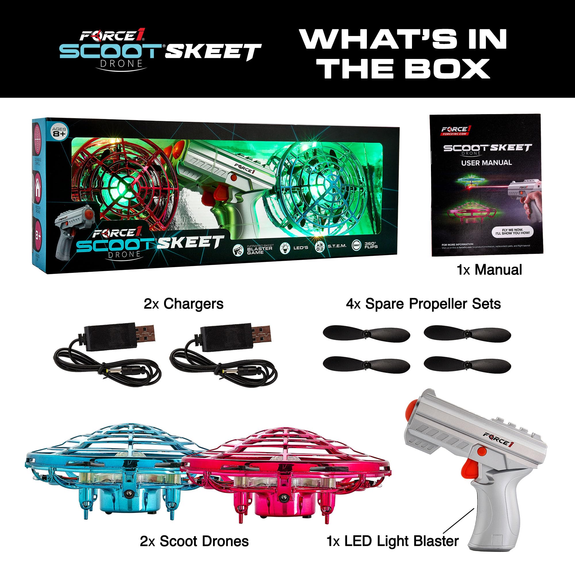 Force1 Scoot Skeet durable kid-safe shell protects hands
