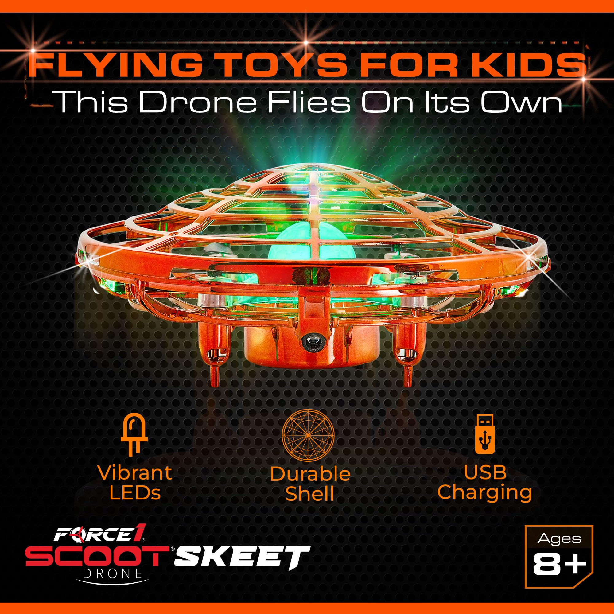 Force1 Scoot Skeet rechargeable drone with USB charger is ready for quick sessions.