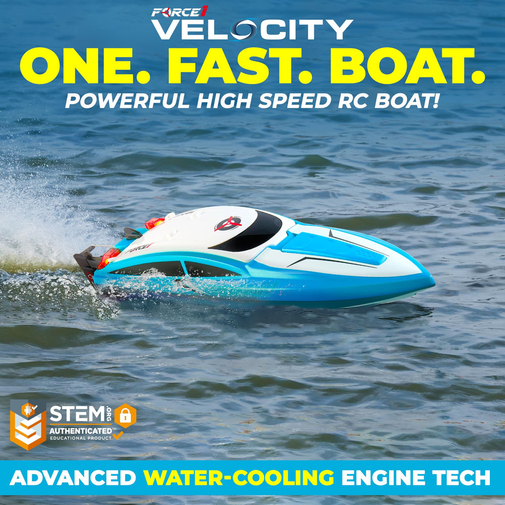 Force1 Velocity Blue RC boat remote transmitter enables precise, long-range control