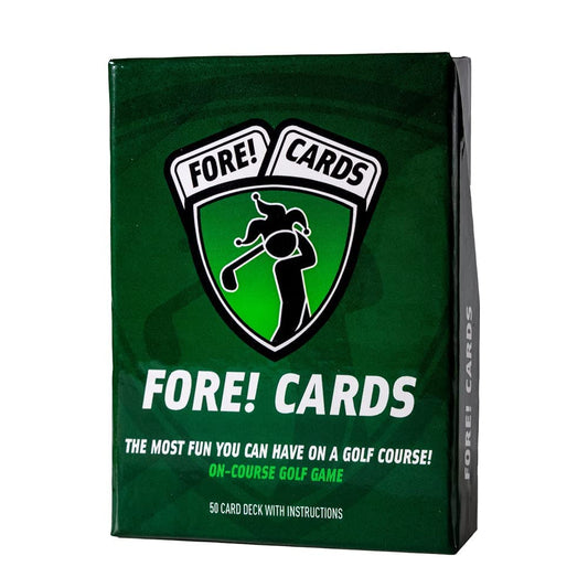 Fore! Cards On Course hand-holding cards for quick strategic decisions.