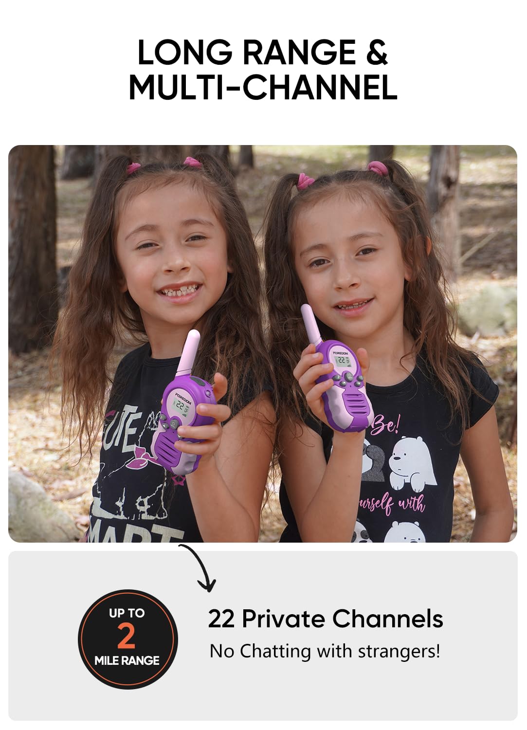 FOREDOM kids walkie-talkie 22 channels for private conversations