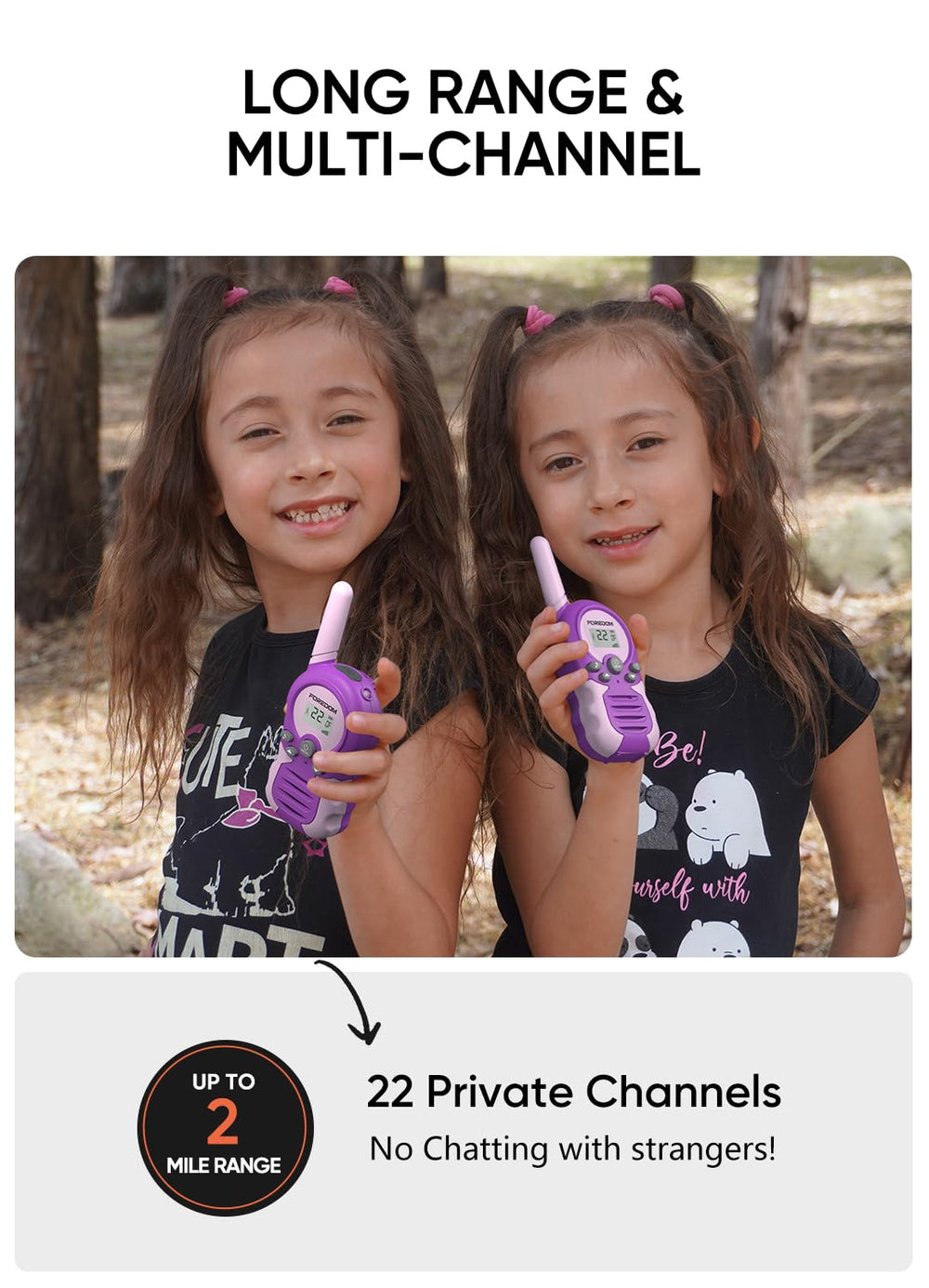 FOREDOM kids walkie-talkie 22 channels for private conversations