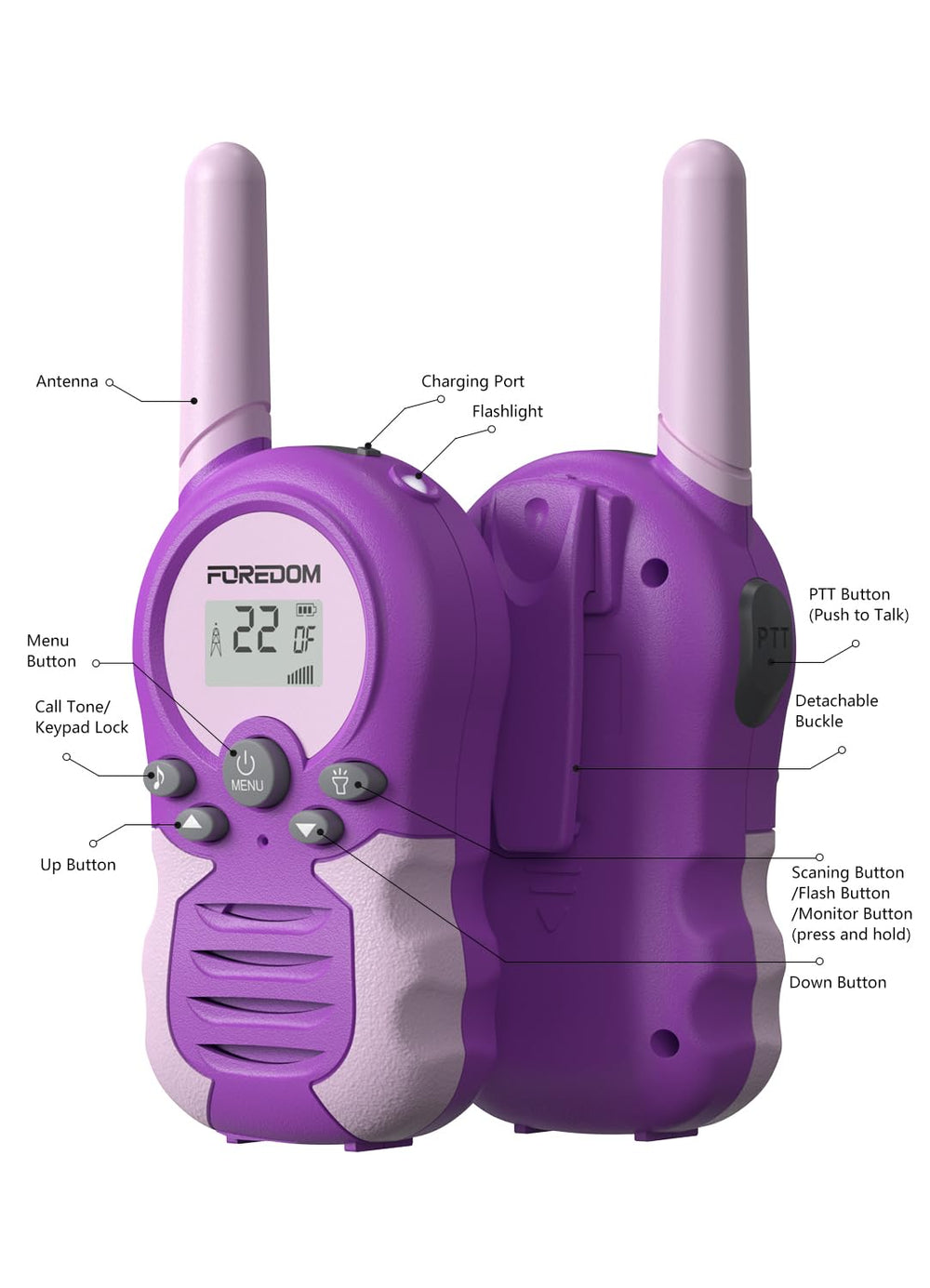 FOREDOM walkie talkies dual USB charging cable enables quick recharging