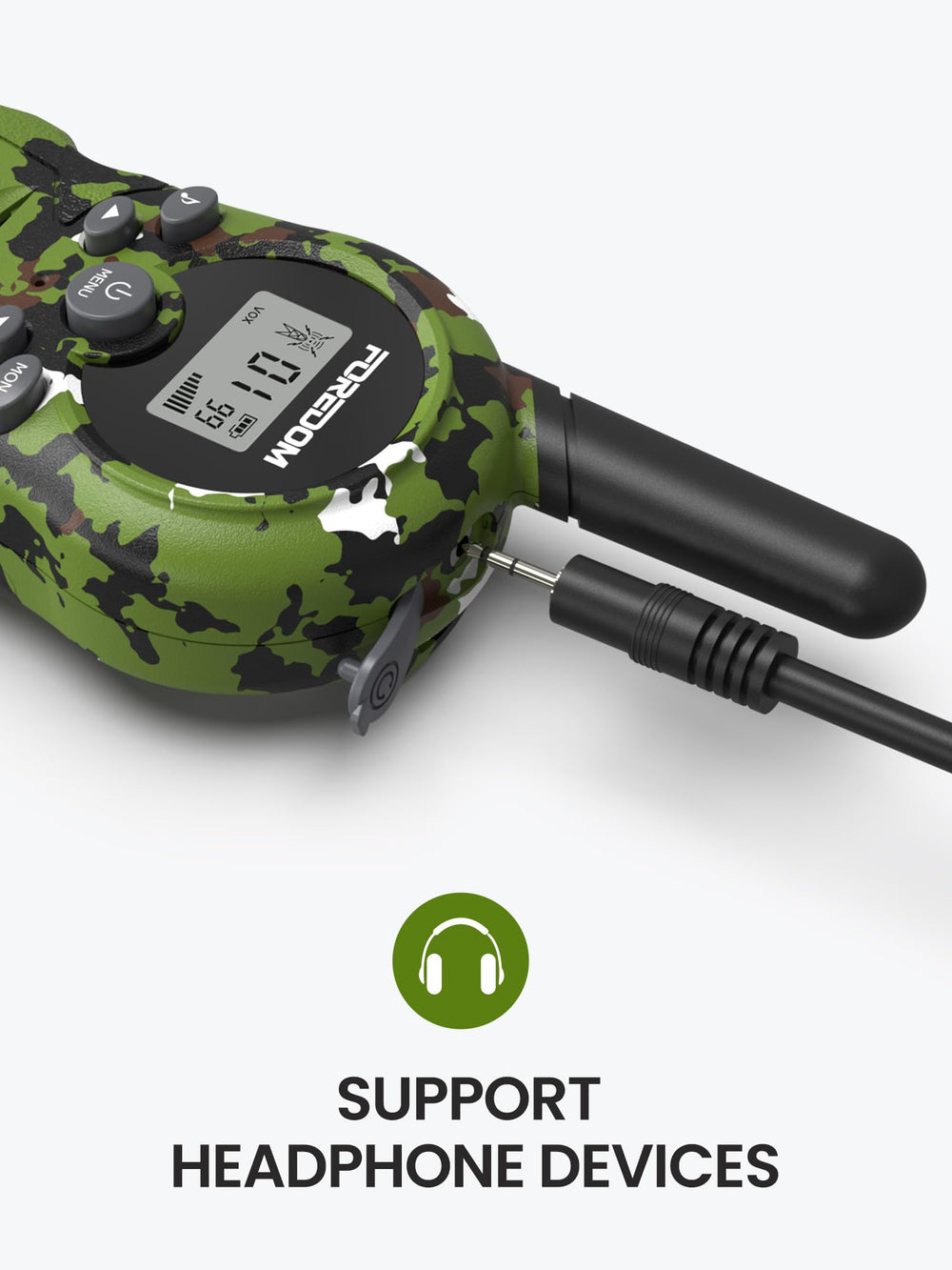 FOREDOM Walkie Talkies belt clip for hands-free carrying during activities.