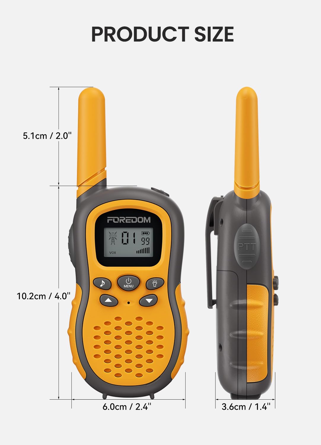 FOREDOM Walkie Talkies flashlight and LCD screen for night exploration