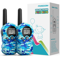 FOREDOM Walkie Talkies for Kids with backlit display for low-light play.