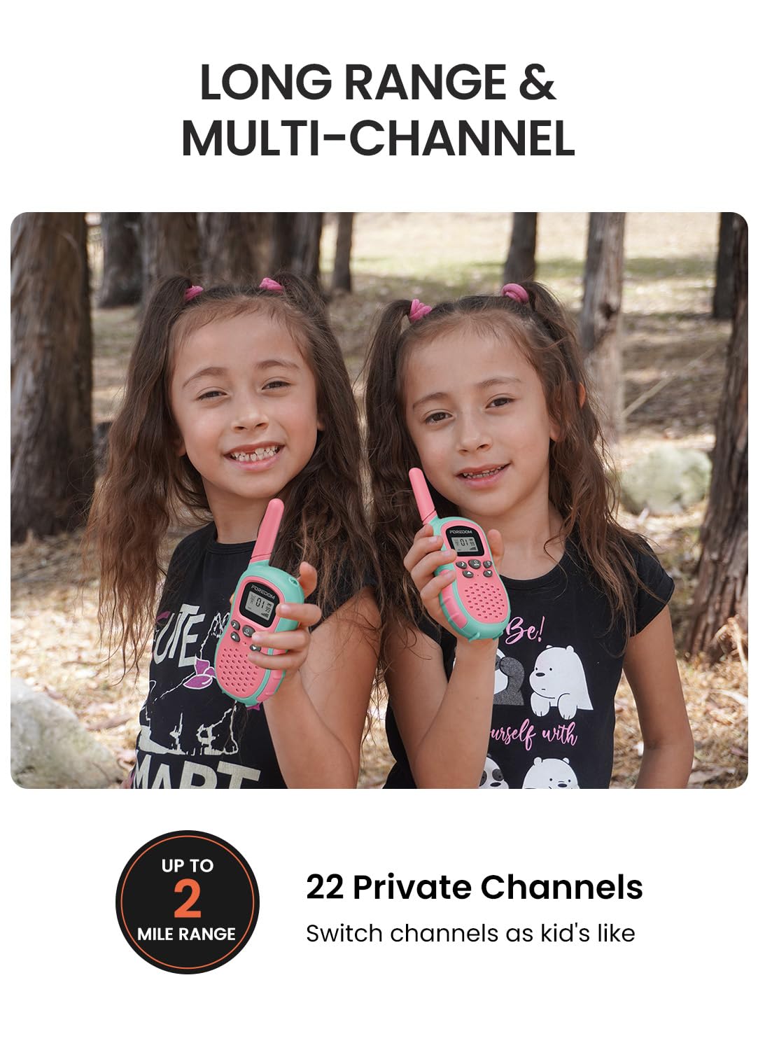 FOREDOM pink kids walkie talkies in packaging, ideal gift