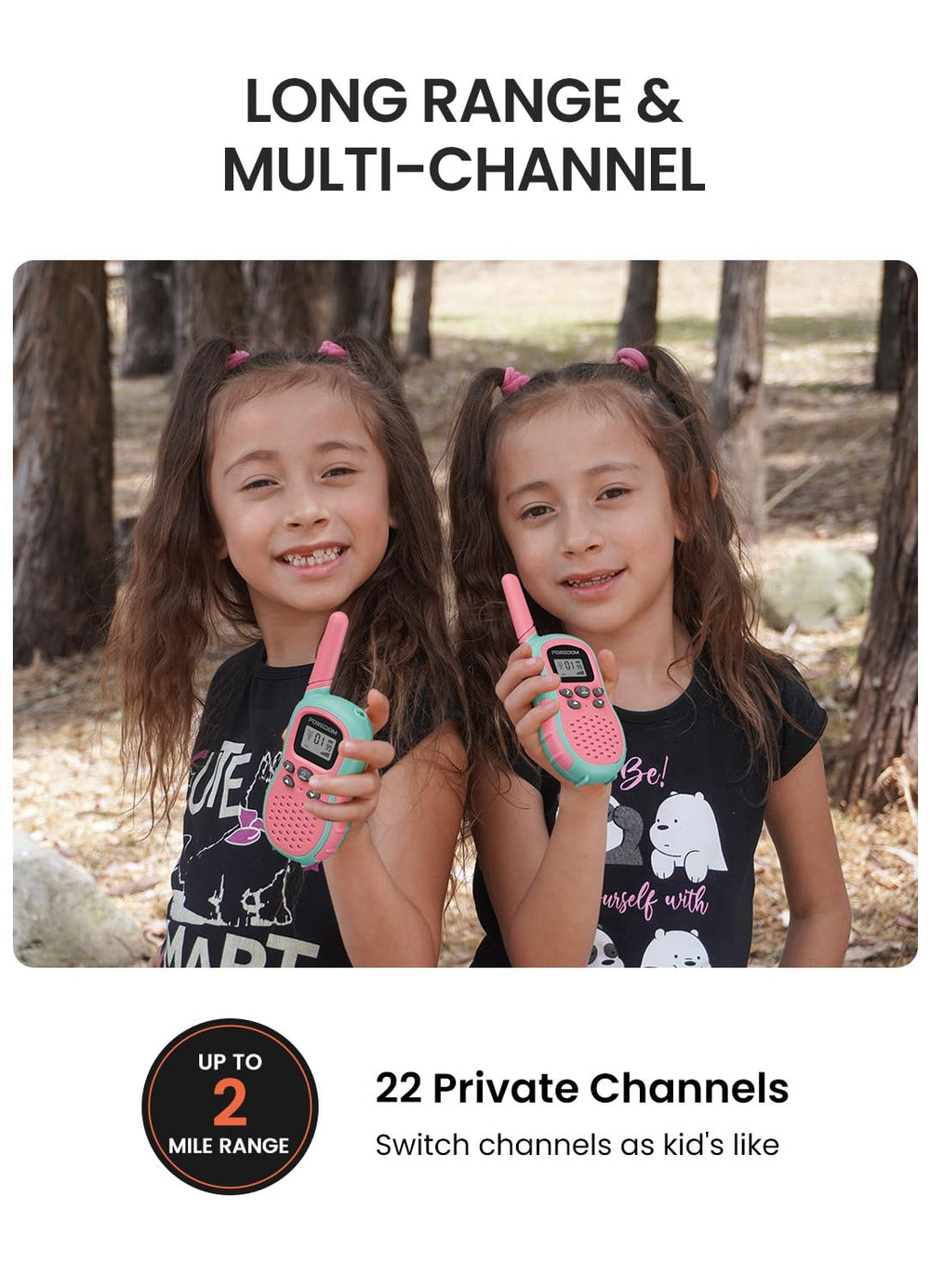 FOREDOM pink kids walkie talkies in packaging, ideal gift