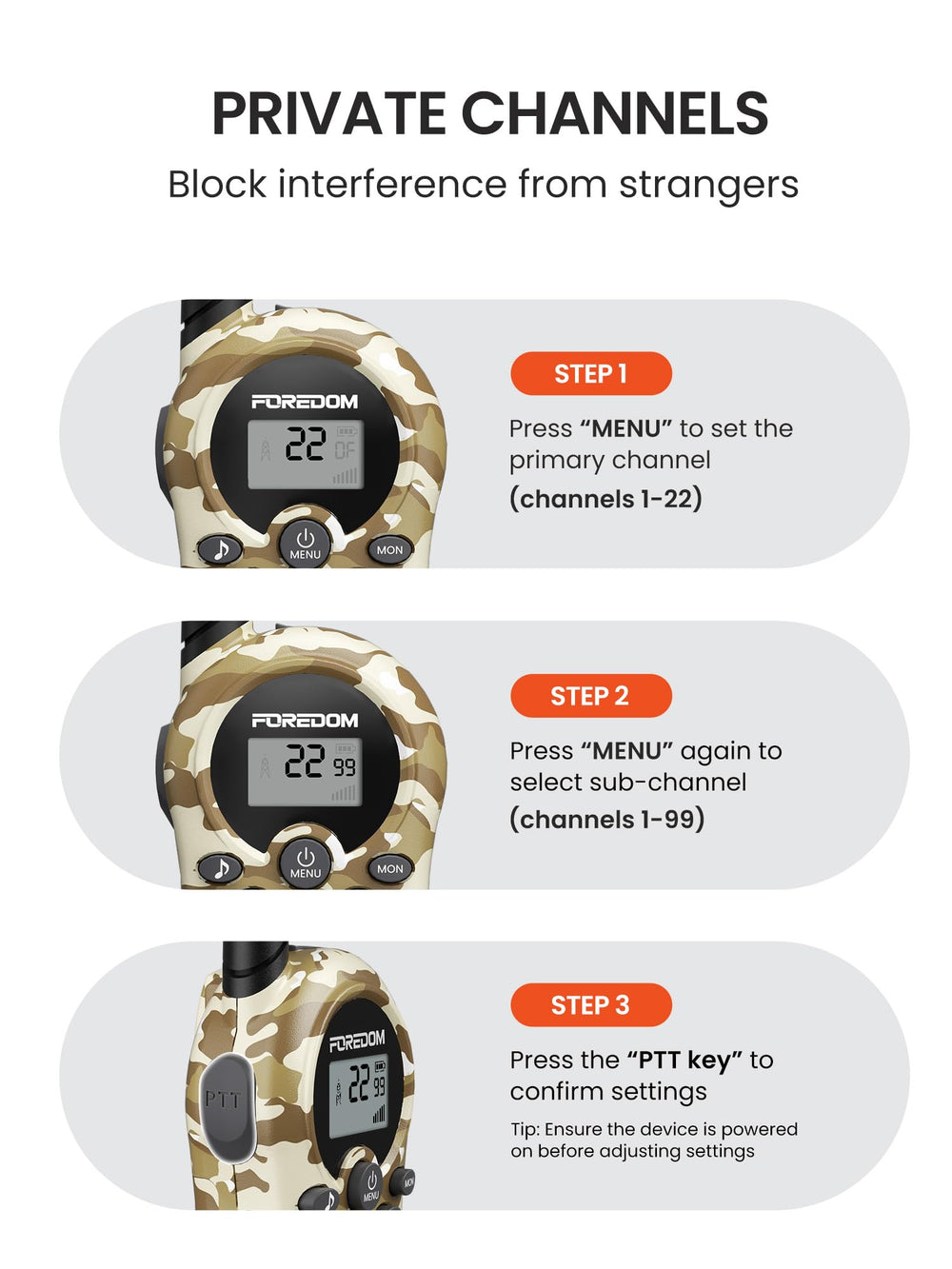 FOREDOM long-range walkie talkies up to 2 miles for adventures