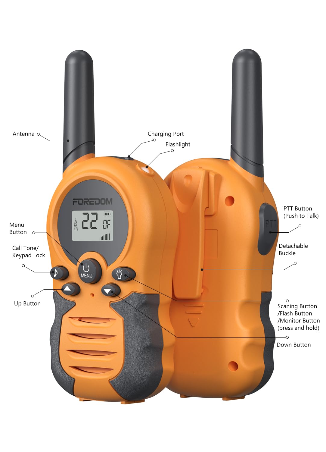 FOREDOM VOX hands-free mode enables calls without pressing buttons.