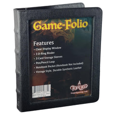 Forged Dice Co. Game-Folio binder front view in black PU leather for organized sessions