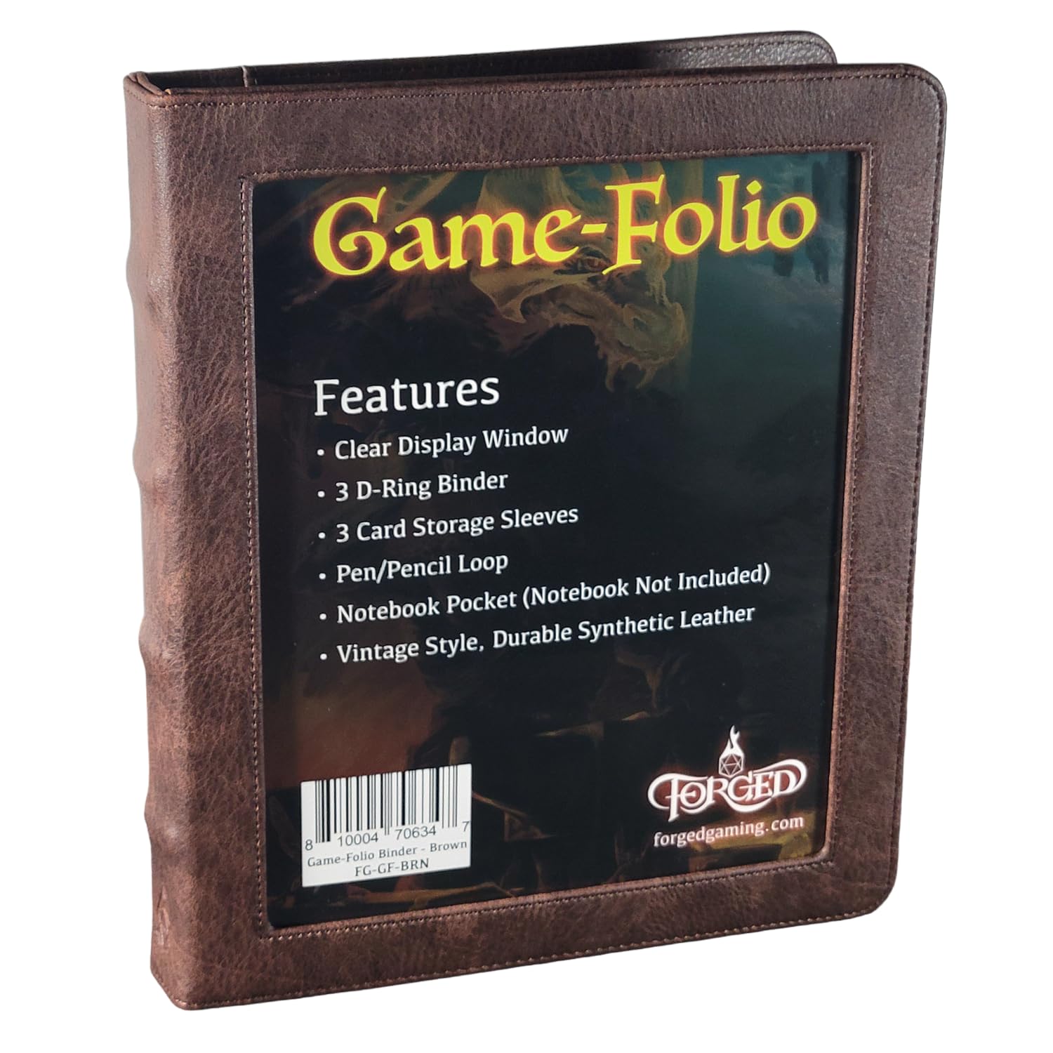 Forged Dice Co. Game-Folio brown front pocket for quick card access.