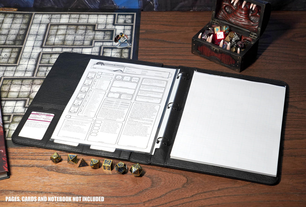 Forged Dice Co. Game-Folio card pockets filled with spell cards for quick access
