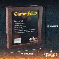 Forged Dice Co. Game-Folio faux leather close-up highlights durable craftsmanship.