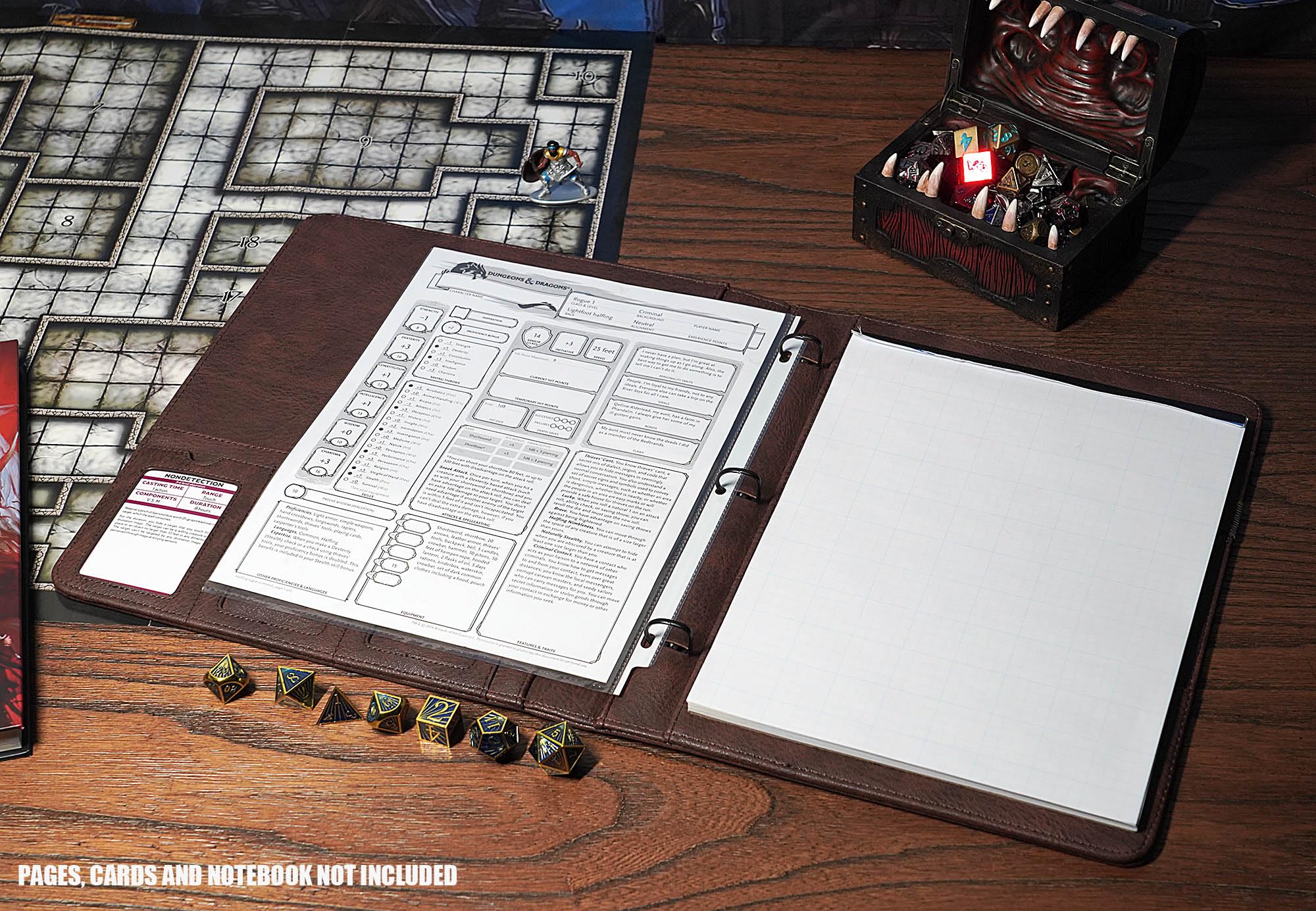 Forged Dice Co. Game-Folio notebook slot keeps journals within reach.