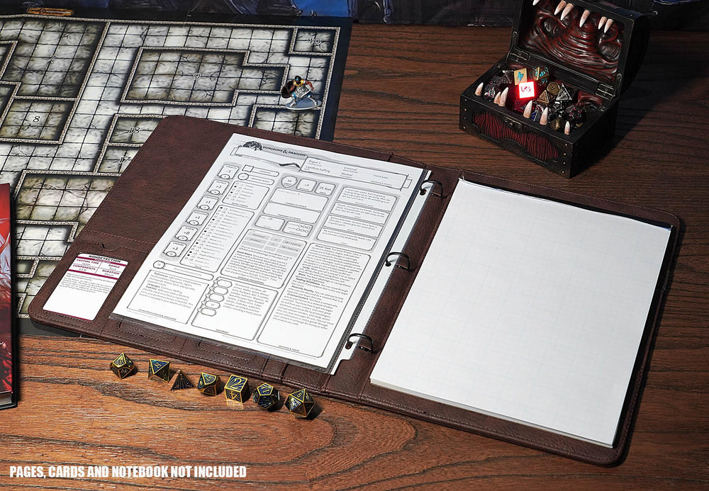Forged Dice Co. Game-Folio notebook slot keeps journals within reach.