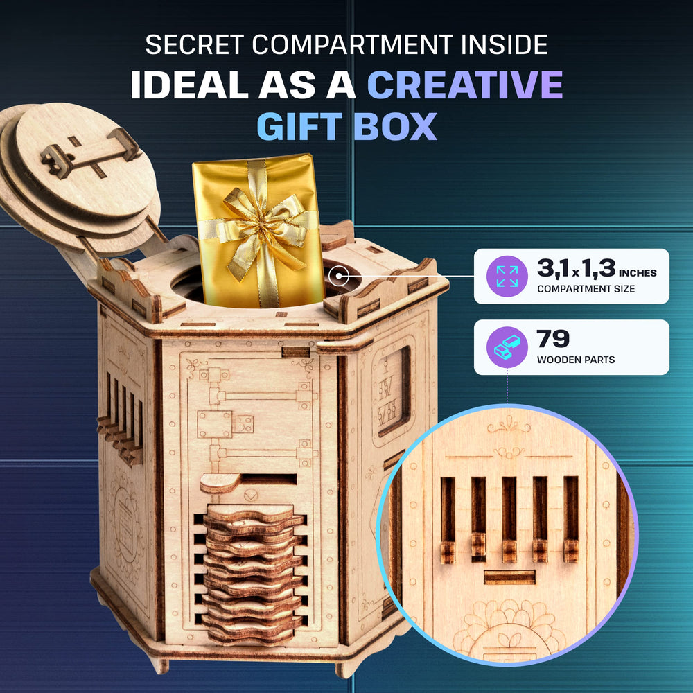 Fort Knox Pro 3D wooden puzzle mechanisms showcase clever interlocks.