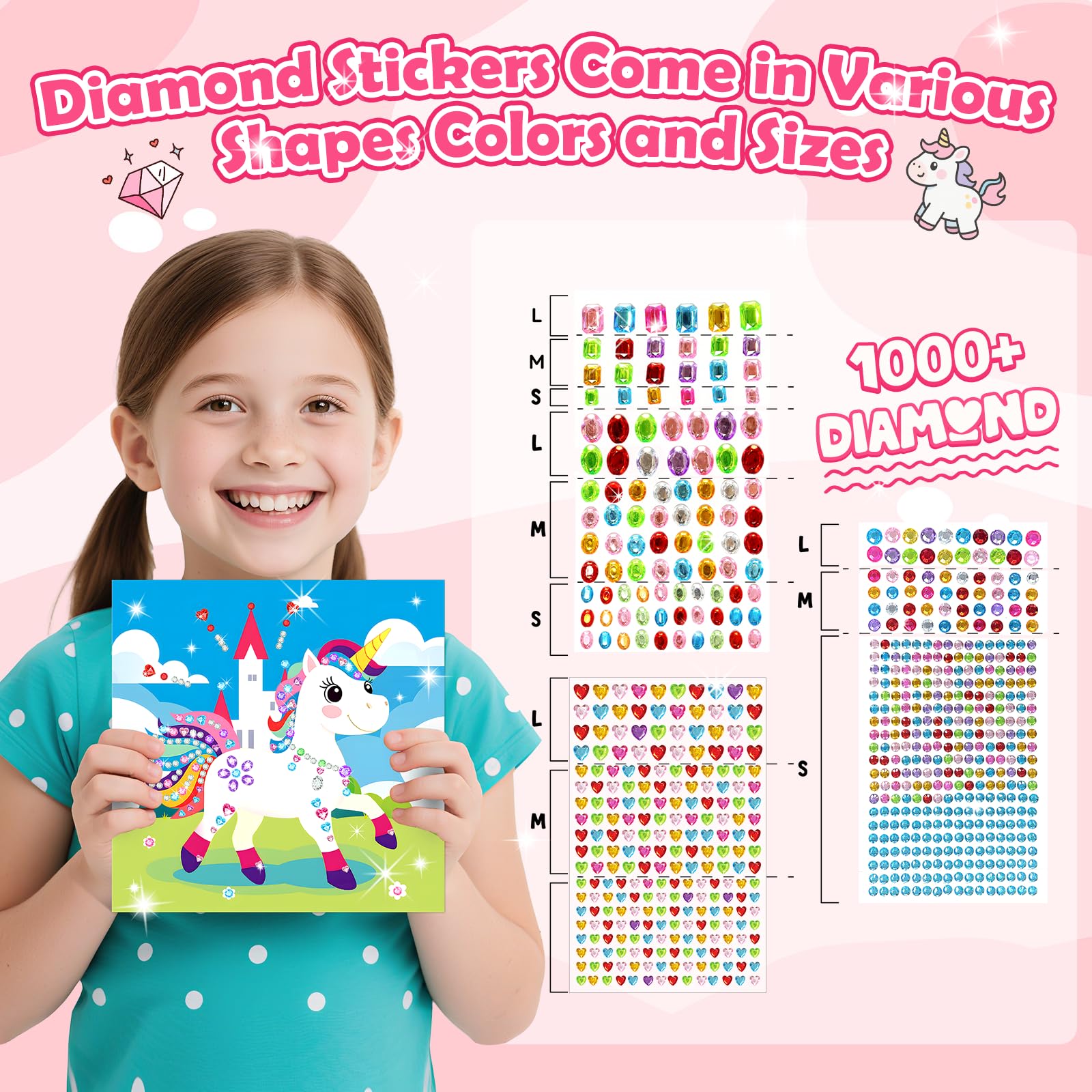 Fortand Gem Art Sticker Colorful-Gems encourages colorful crafts and motor skill practice.