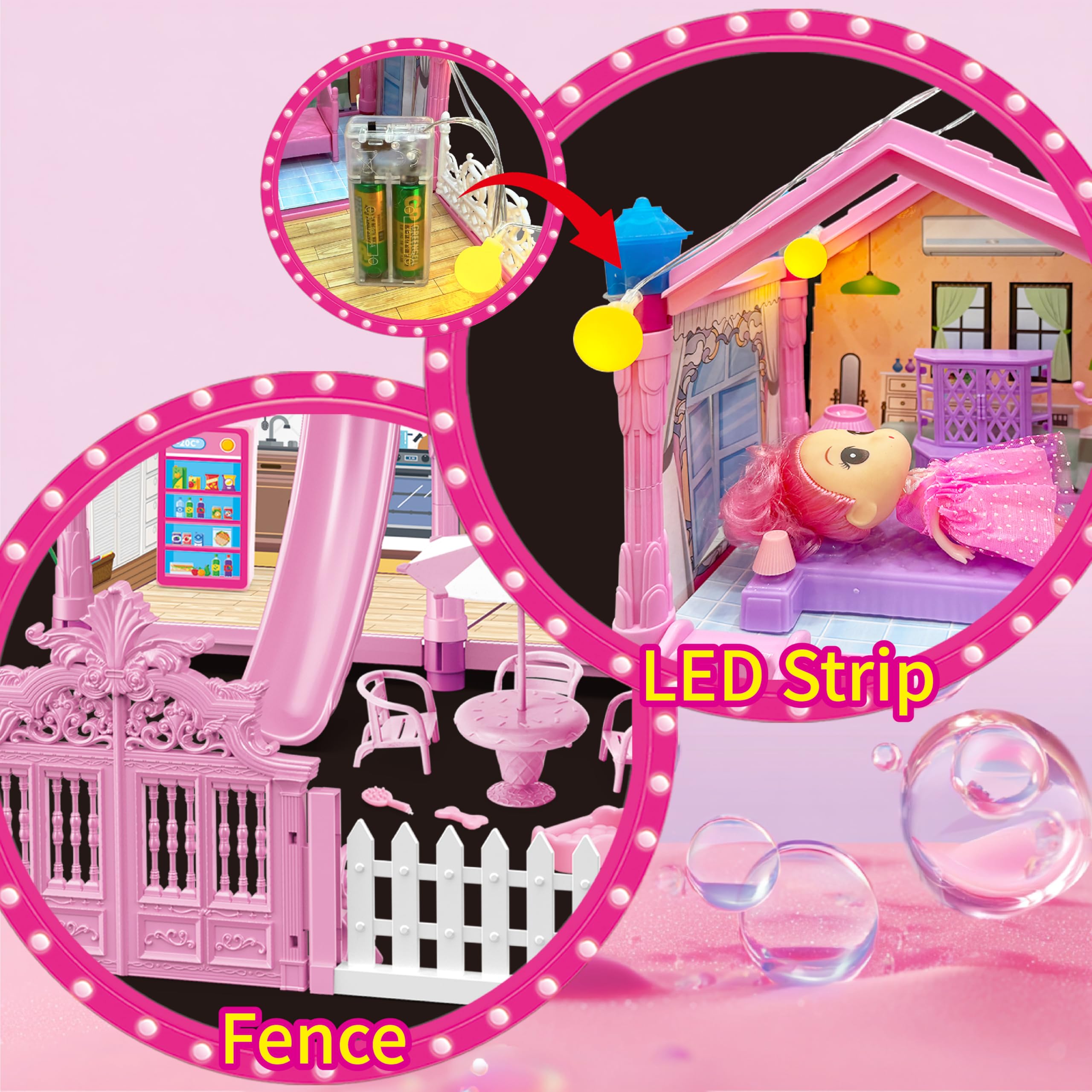FortiTrust pink kitchen and dining area inspires role-play meals and social scenes.