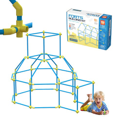 Fortstix kit assembly shows kids building a sturdy fort at home.