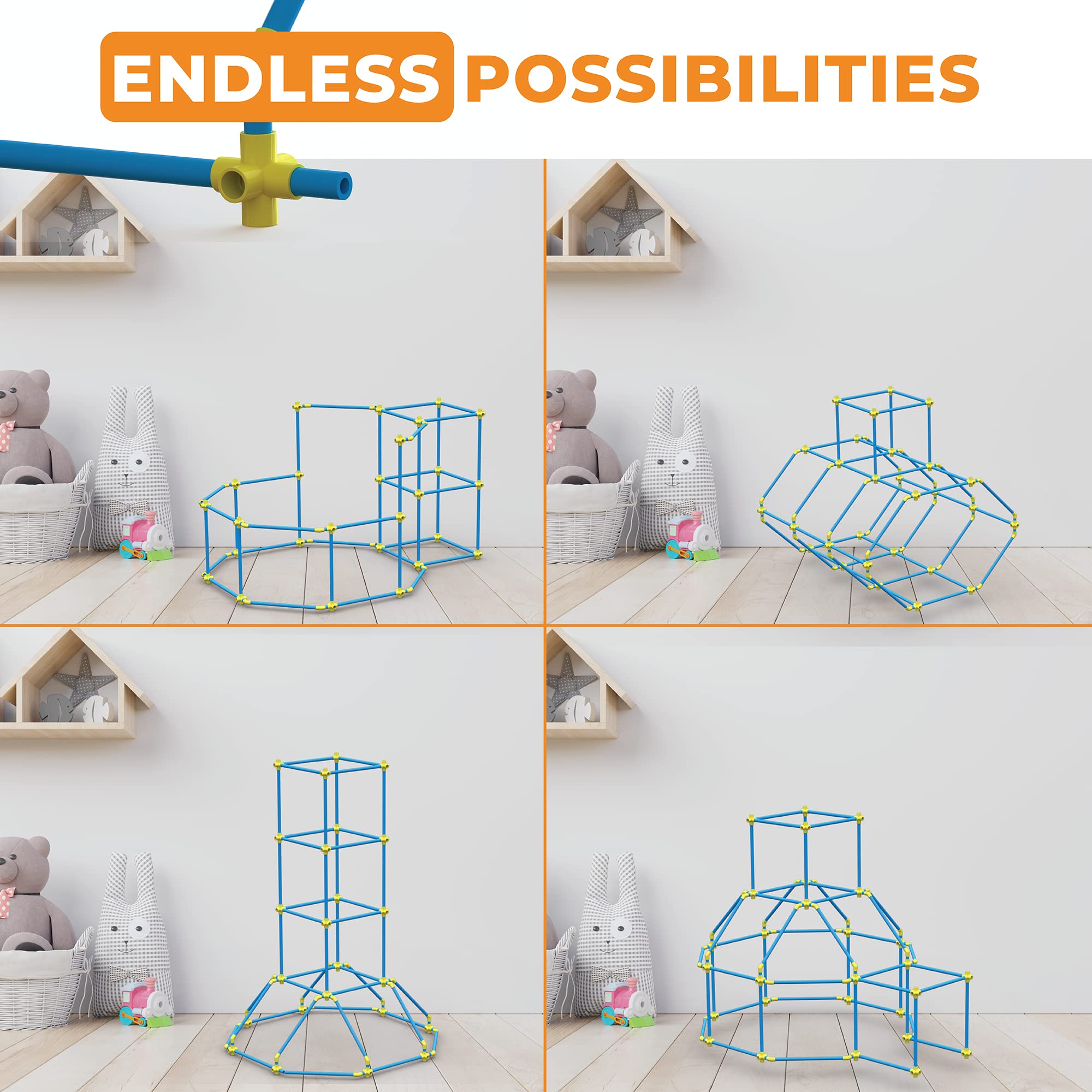 Fortstix outdoor-indoor-use supports versatile building in any space.