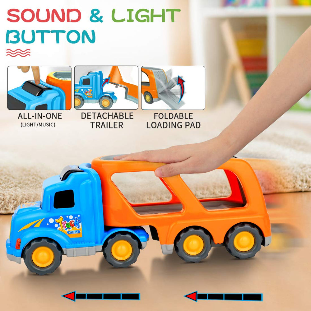 Forty4 carrier truck and cars support tactile play and creative itineraries.