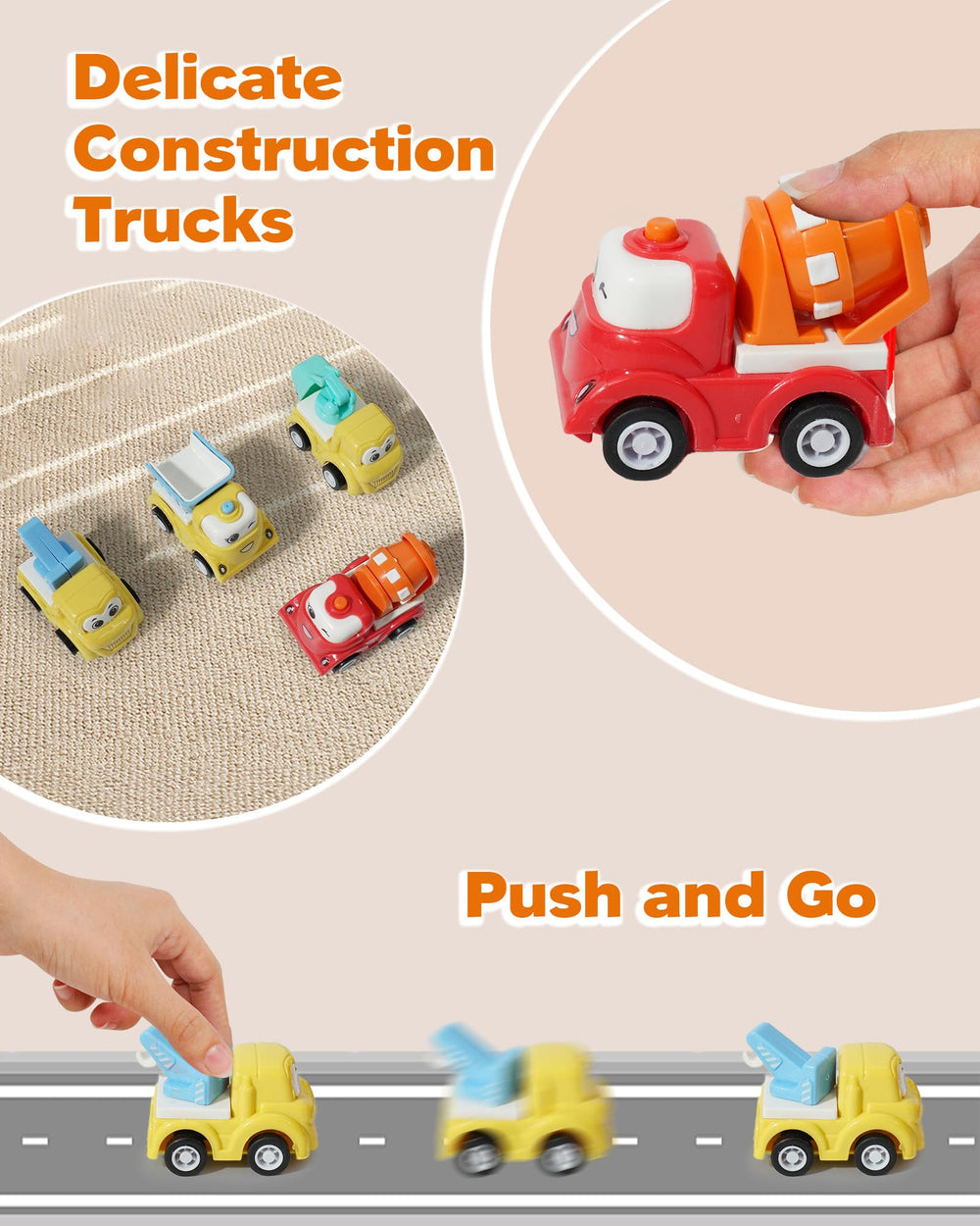 Forty4 construction car carrier mixer close-up emphasizes authentic vehicle design for engaging role-play