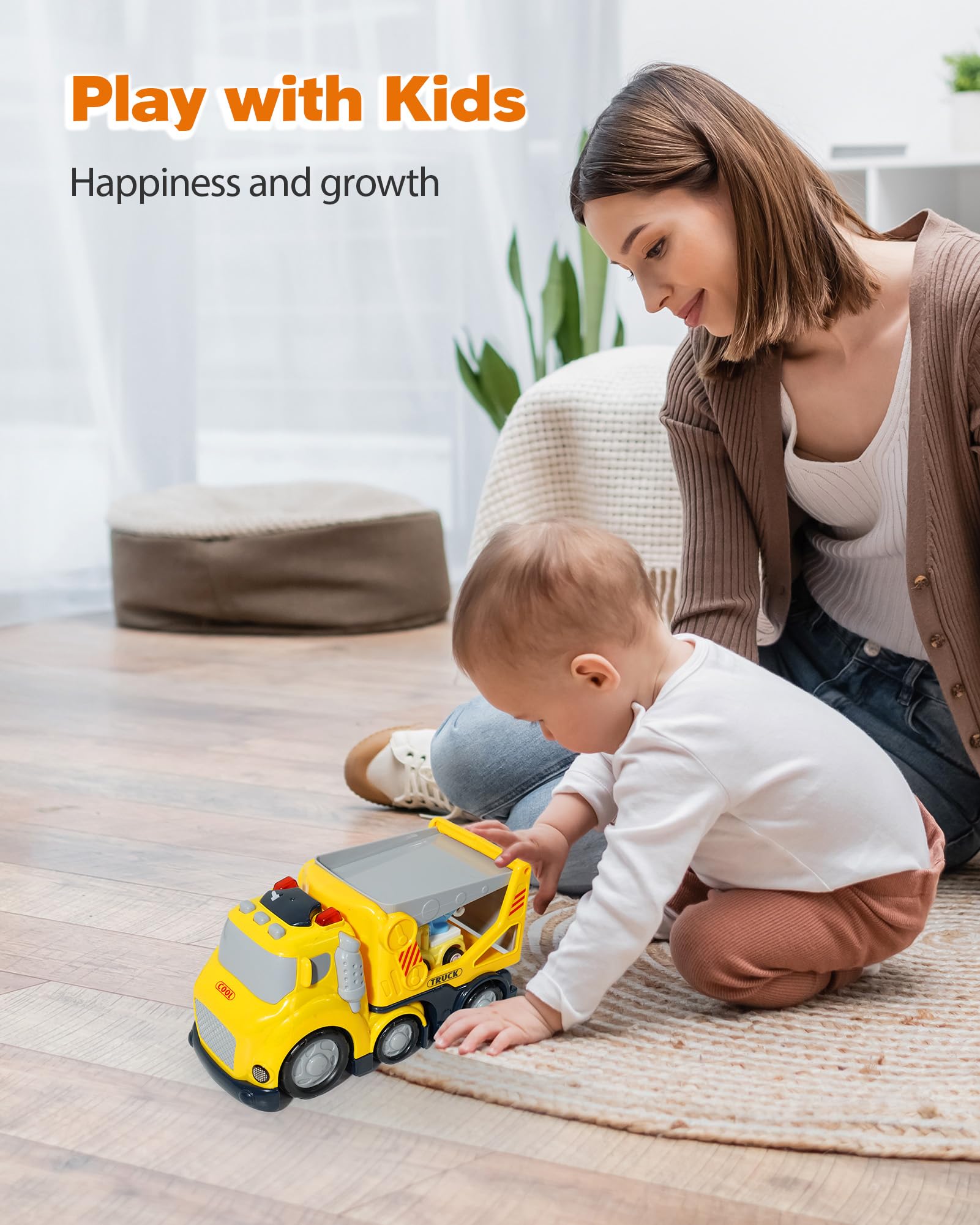 Forty4 construction car carrier safety design ensures smooth handling for small hands