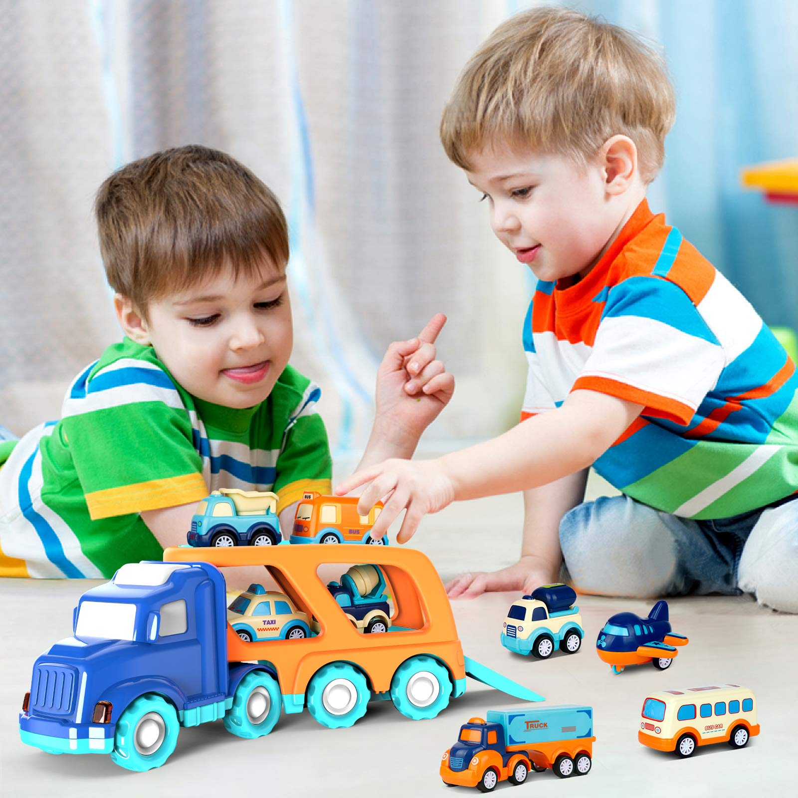 Forty4 dump truck with removable parts for interactive building play.