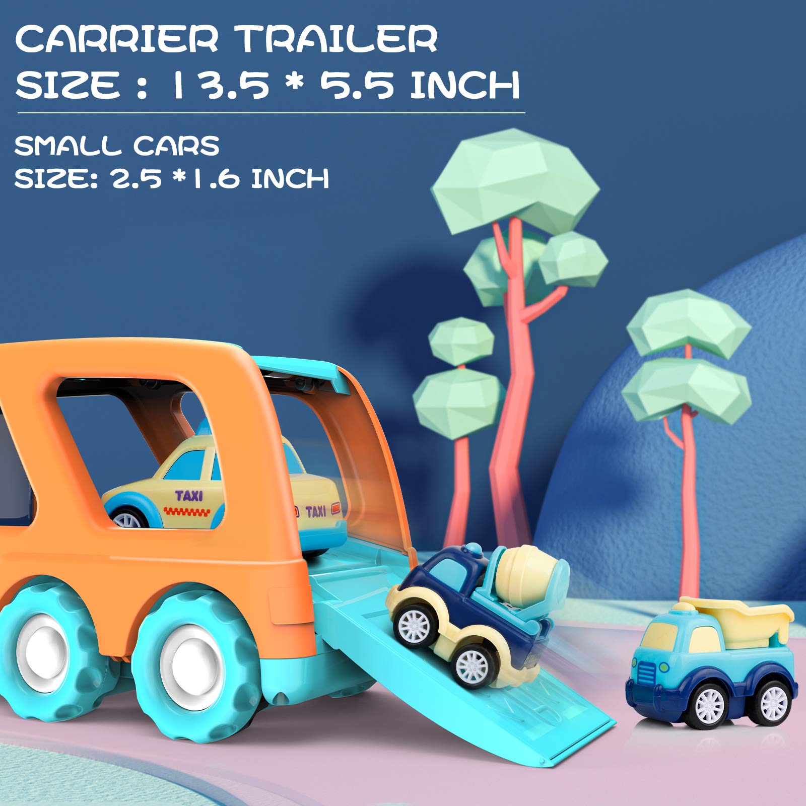 Forty4 small pull-back trucks set encourages easy, hands-on movement.