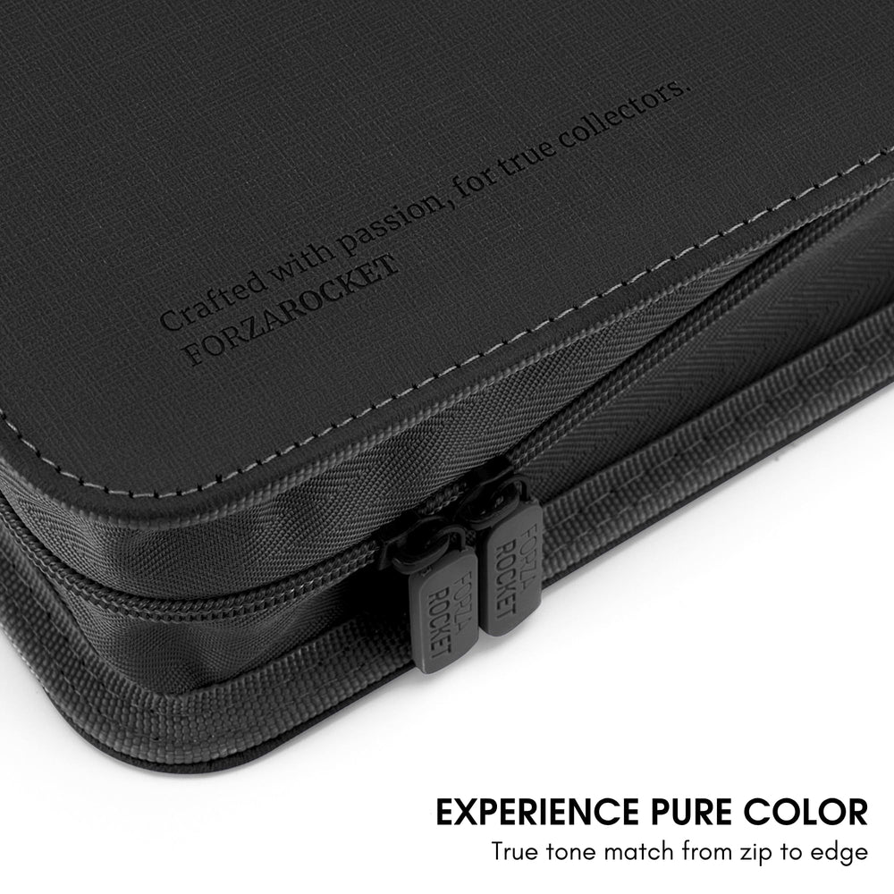 FORZAROCKET 324 Toploader Binder side-load pocket image demonstrating secure card placement.