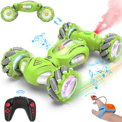Fosgoit Gesture Sensing RC Car front view with vibrant LED lights for indoor play