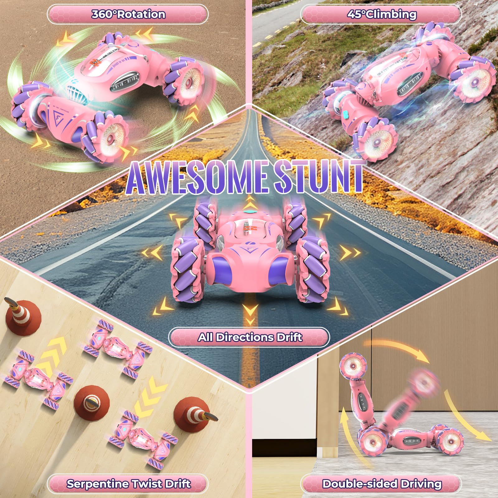 Fosgoit pink RC car 2.4GHz for smooth multi-car races