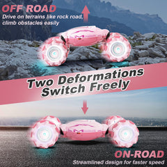 Fosgoit pink RC car double side flip in action