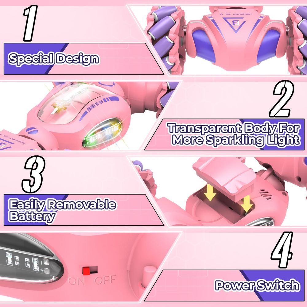 Fosgoit pink RC car four-wheel-drive for rugged terrain