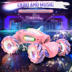 Fosgoit pink RC car night racing with LED lights