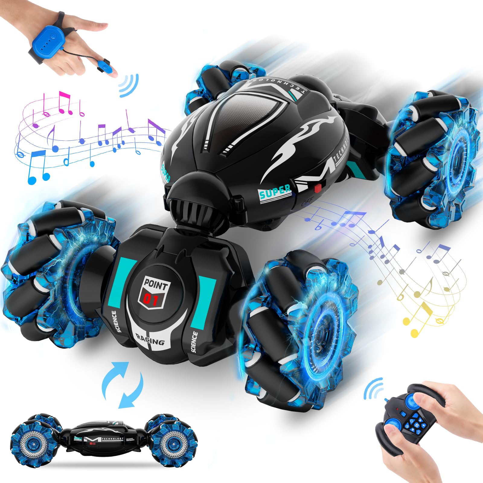 Fosgoit gesture-sensing stunt car for interactive play indoors and outdoors