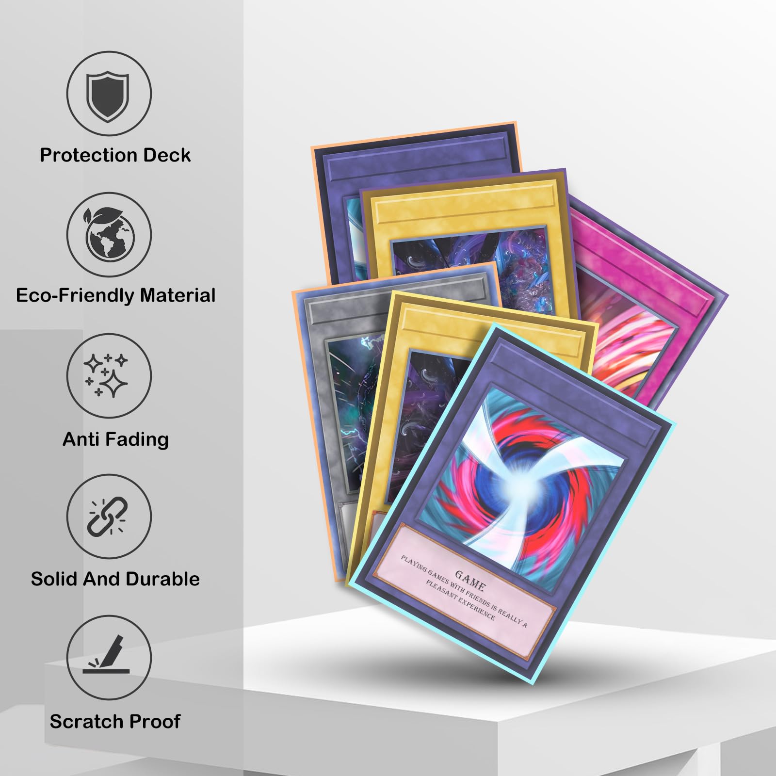 FOTEEMO Yu-Gi-Oh sleeves with a clear front view of cards.