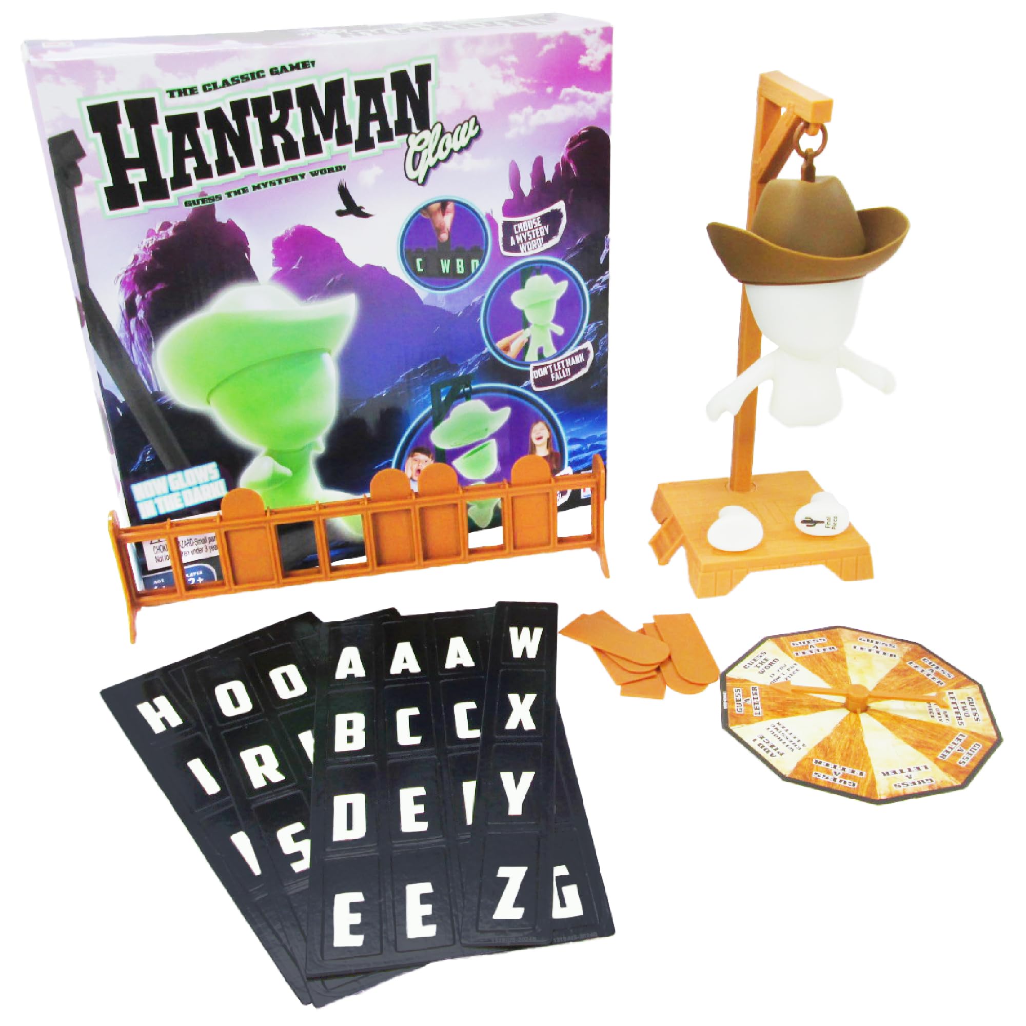Fotorama Hankman Glow magnetic pieces engage kids during word guessing.