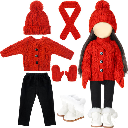 Fourluoo Christmas doll outfit full set for 18-inch dolls, ideal for festive dress-up.