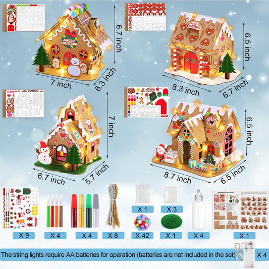 Fovths four-style cardboard houses with Santa and snowmen for holiday scenes