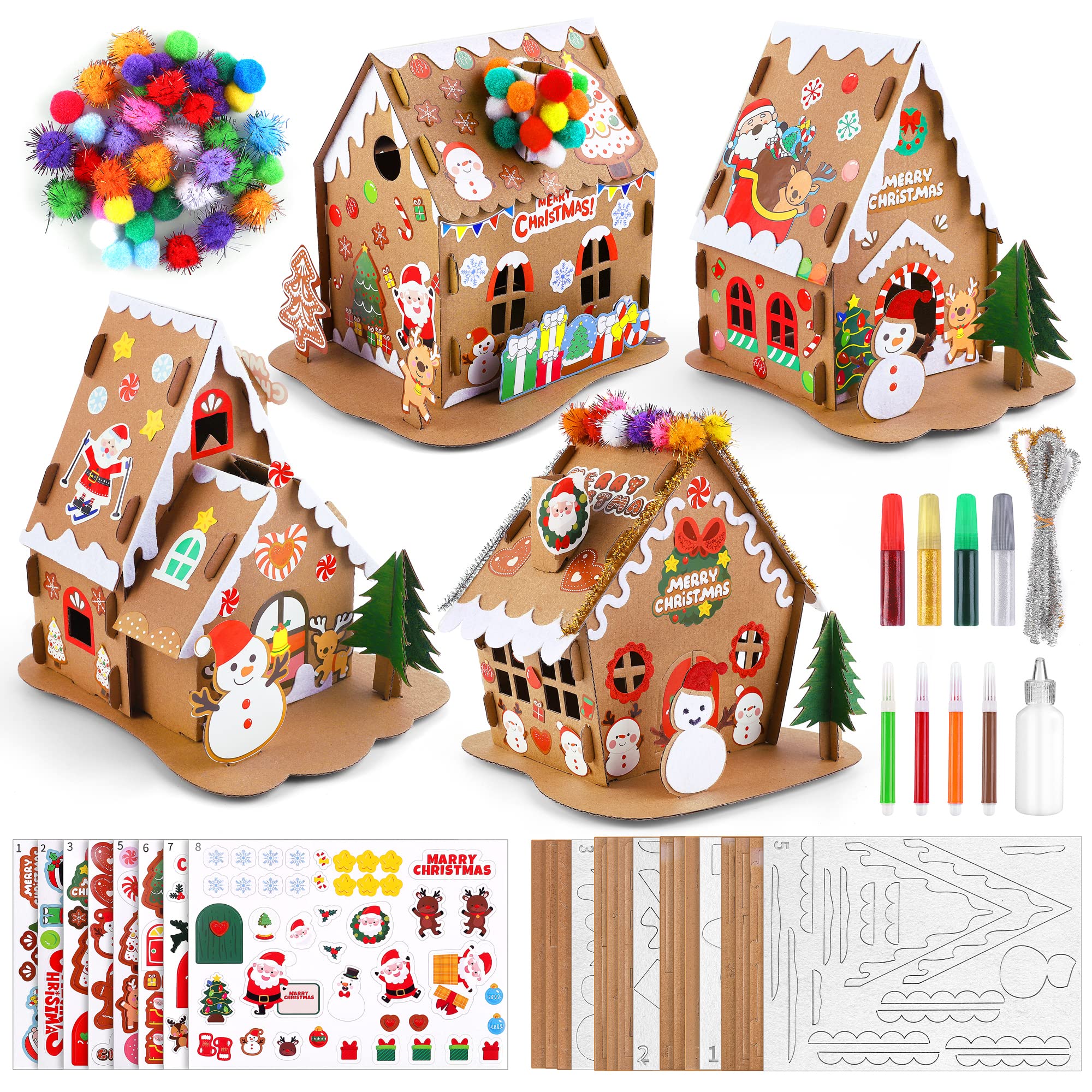 Fovths DIY House Kit four gingerbread houses for creative decoration ideas.