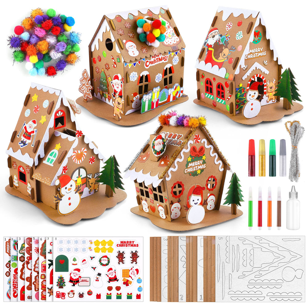 Fovths DIY House Kit four gingerbread houses for creative decoration ideas.