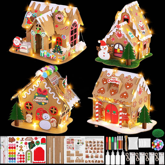 Fovths gingerbread house kit with lights for festive family crafting and cozy decor
