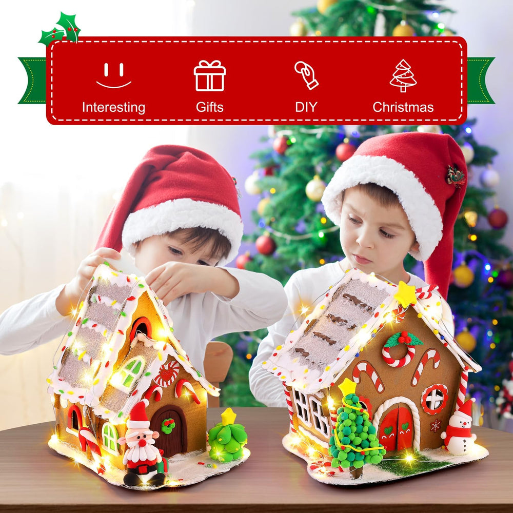 Fovths light strings illuminate gingerbread artworks for cozy displays.