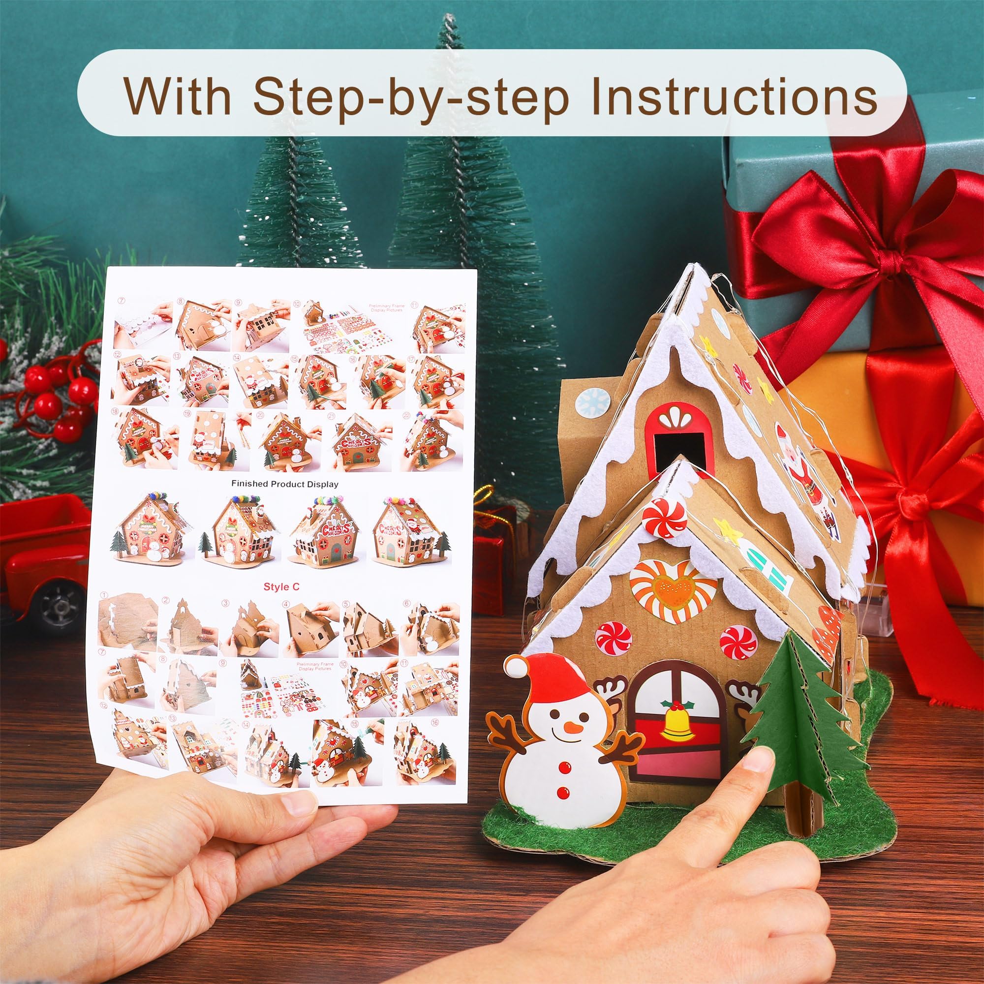 Fovths pompoms and glitter glues for colorful, sparkling decorations