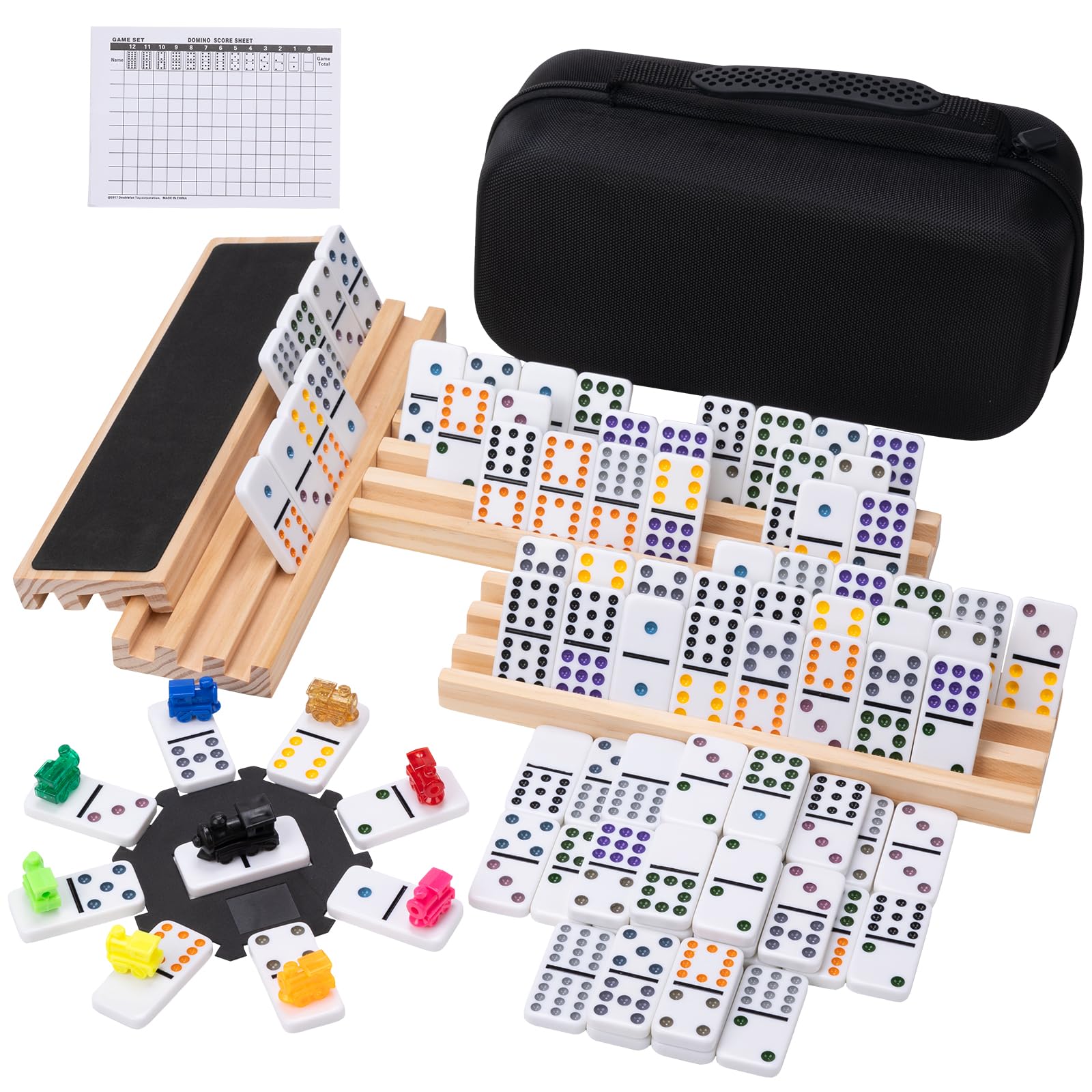 Fowreny domino tiles with vibrant double-12 faces for easy reading