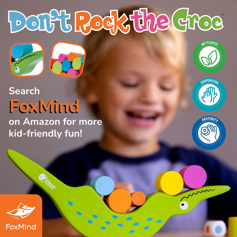 FoxMind Don't Rock The Croc kid-friendly design supports early learning through play.