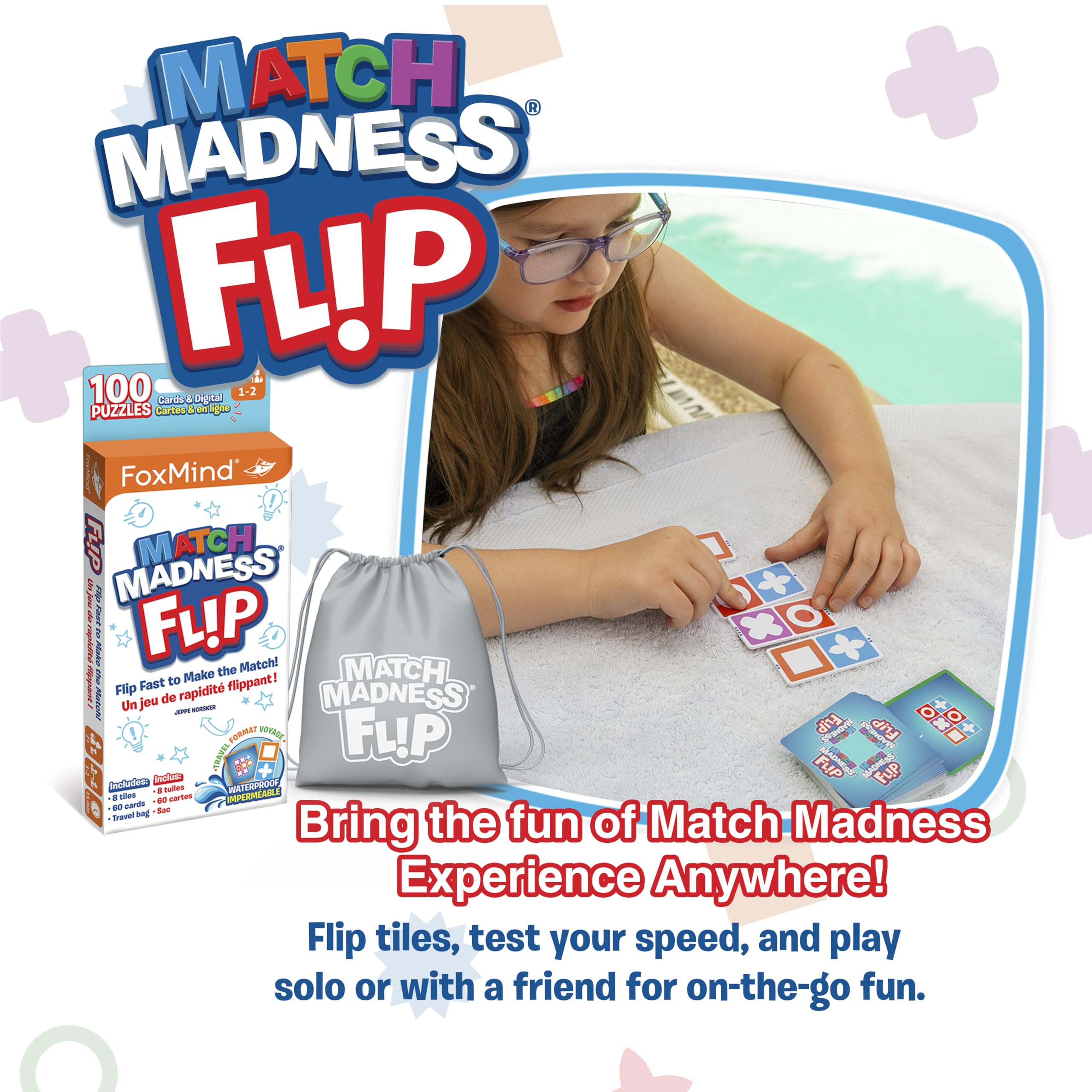 FoxMind Match Madness Flip colorful tiles designed for durable, scratch-free use.